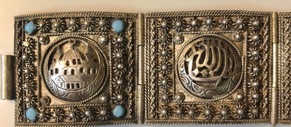 Vintage Turkish Silver Filigree Turquoise Tribal … - image 5
