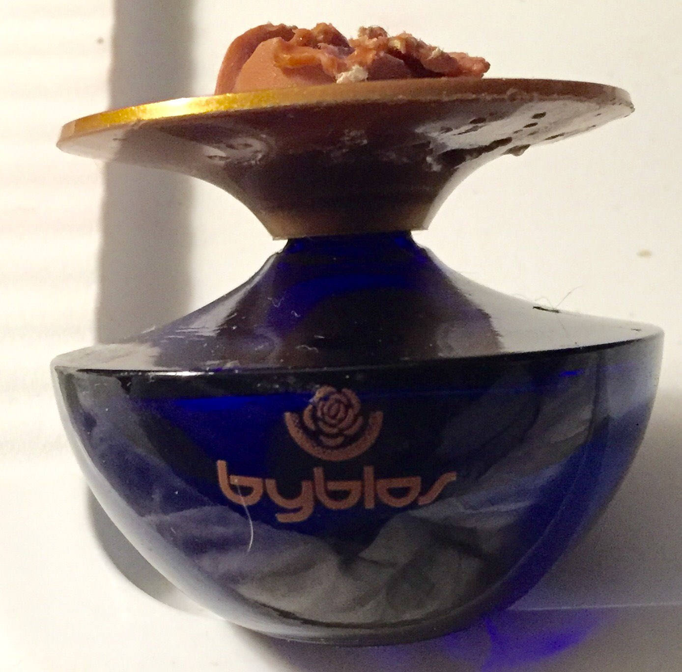 Cobalt Byblos Perfume Bottle w Perfume Vintage Commercial Perfume Bottle w