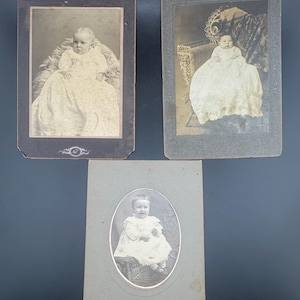 Collection Antique Victorian Baby Photos Infants in Christening Baptism Gowns 1800s Photography Cabinet Cards 1890s Collage Projects Props