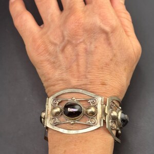Magnífica pulsera vintage de abulón de ónix mexicano, brazalete de ónix mexicano, hecho en México, 29,9 g imagen 7