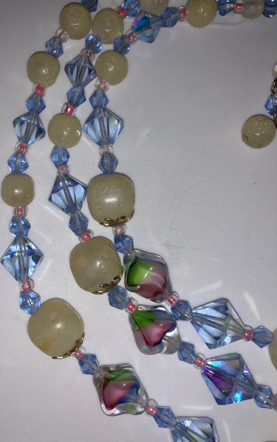 Art Glass Choker Antique Multistrand Necklace Vin… - image 6