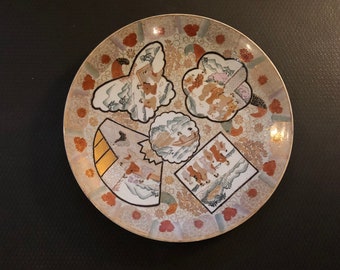 Huge Antique Japanese Satsuma Charger 16” Platter Geisha Scenes Butterfly Fan Motif to Hang on Wall Rare 19th Century Great Condition