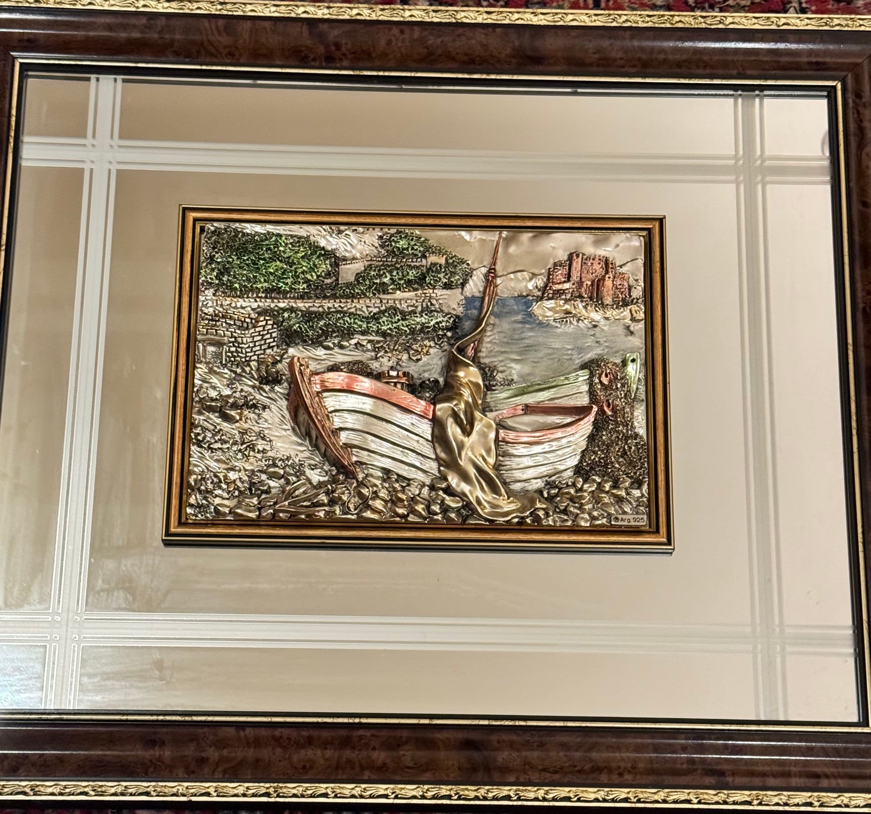 Vintage Creazioni Artistiche Mirrored Anchored Sailboat