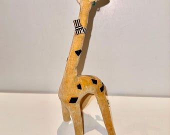 Adorable jirafa vintage de mediados de siglo, peluche en miniatura relleno de paja, hecho en Japón, década de 1950-1960