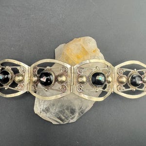 Magnífica pulsera vintage de abulón de ónix mexicano, brazalete de ónix mexicano, hecho en México, 29,9 g imagen 2