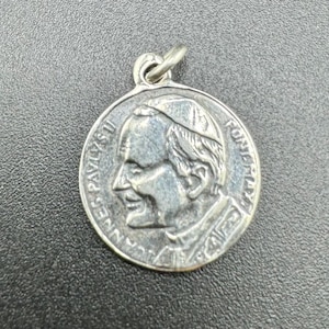 Vintage Sterling Silver Pope John Paul II Johannes Paulus Medal Pont Max Religious Medallion European Catholic Charm
