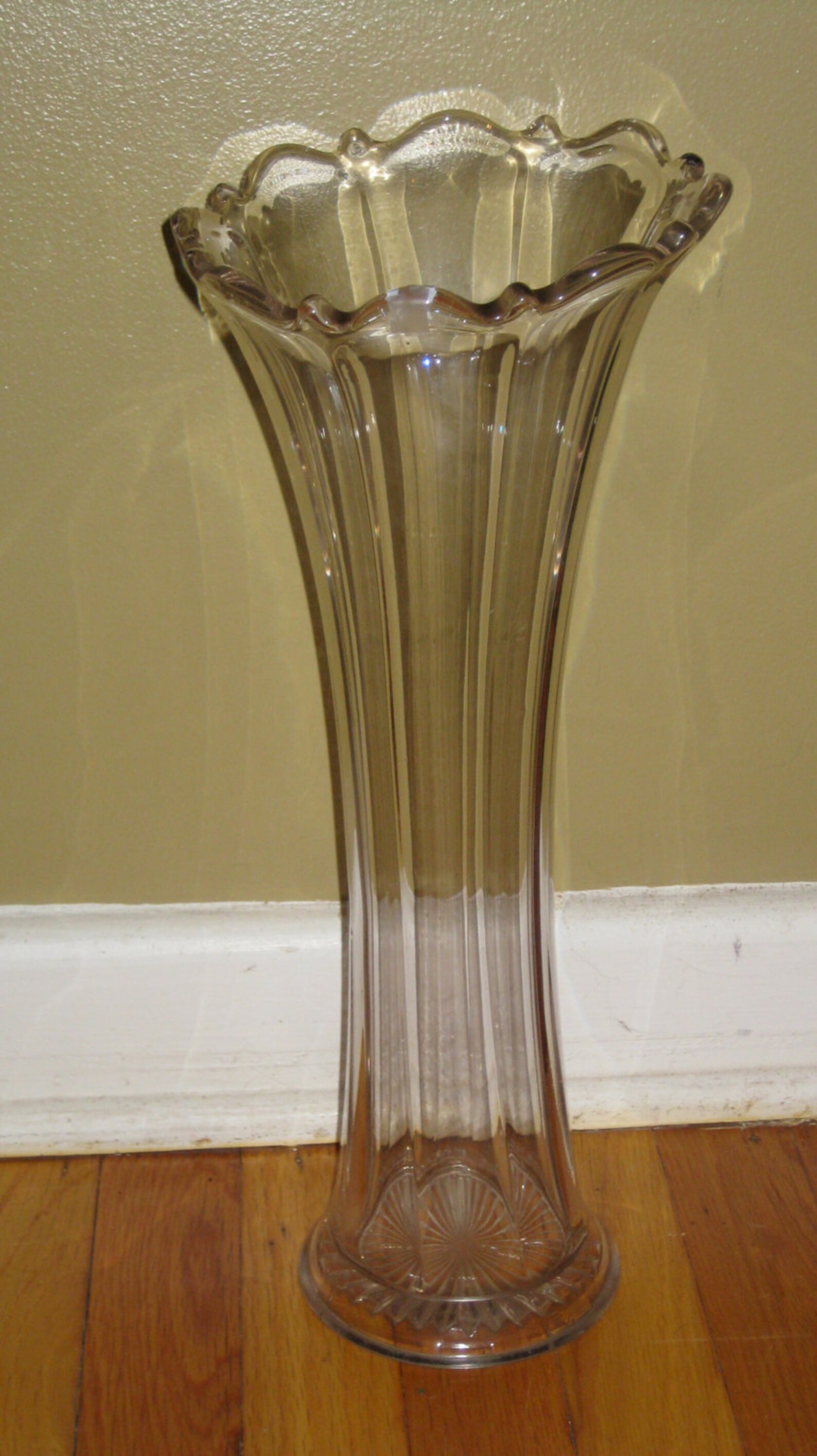 Victorian Heisey Vase Large Fluted Unsigned Antique Vintage Etsy