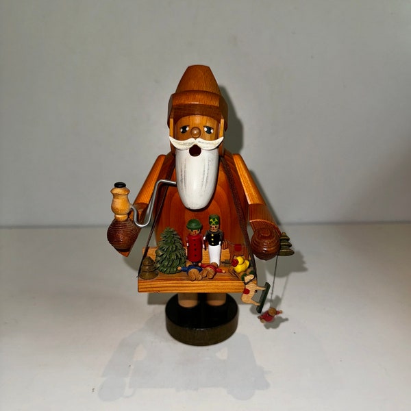 Vtg Käthe Wohlfahrt KWO Erzgebirgische Toy Vendor Peddler Smoker Pipe Smoking Erzgebirge German Folk Art Statue Wooden Sculpture