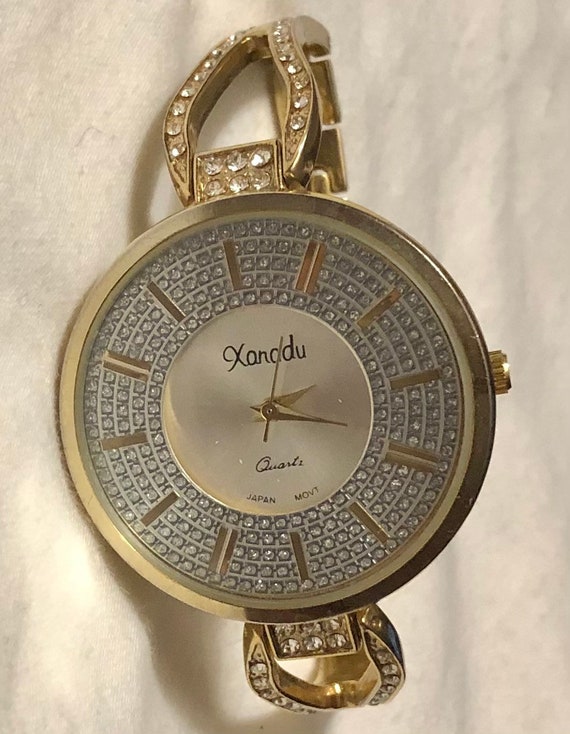 Vintage Xanadu pulsera reloj oro Rhinestone pulsera reloj 1990s senoras reloj de moda con accesorio de cristales pave Etsy Espana