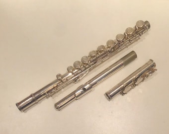 Vintage Silver Selmer FL600 Aristocrat Flute inc Case Silver Plate Student Flute Closed Hole Beginner Student Band Wind Instrument Musician