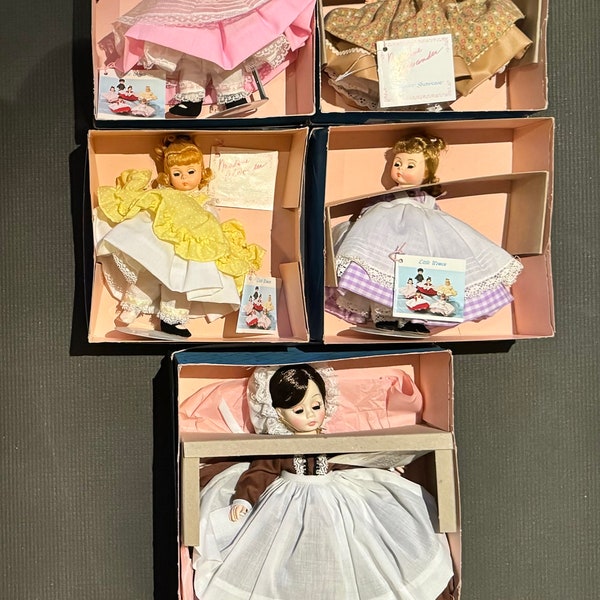 5 Madame Alexander Little Women Doll Sisters In Orig Boxes Sleep Eyes 8” Amy Beth 2 Amy dolls & 12” Marme Doll SPECIAL! Ca 1980s Estate Sale