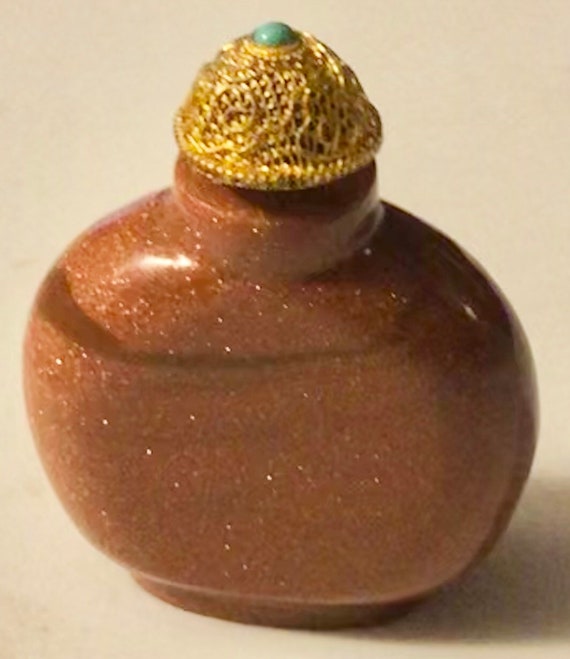 Antique Goldstone Snuff Bottle Antique Chinese Sn… - image 2