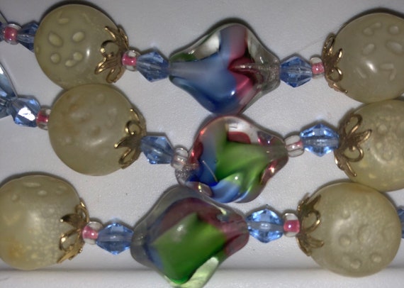 Art Glass Choker Antique Multistrand Necklace Vin… - image 8