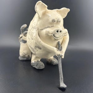 立体・オブジェ krank marcello pig objet Raku Pig Sculpture - Etsy