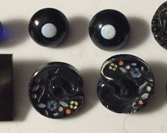 Victorian Button Collection Goth Mourning Steampunk Button Collection of Antique Black Glass Victorian Edwardian Mourning Buttons SALE