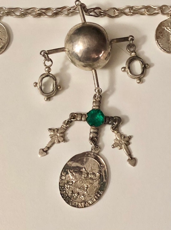 Spanish Silver Drop Cross Necklace Catholic Religi