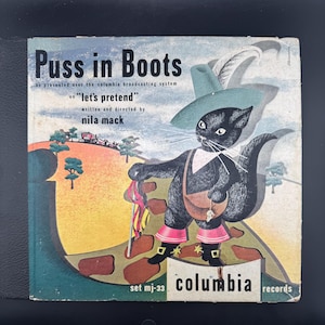 Vintage 1946 Puss n Boots Let’s Pretend Columbia Complete Record Album Vinyl Set Mid Century CBS Radio Show Nila Mack 78 RPM Mj-33 3