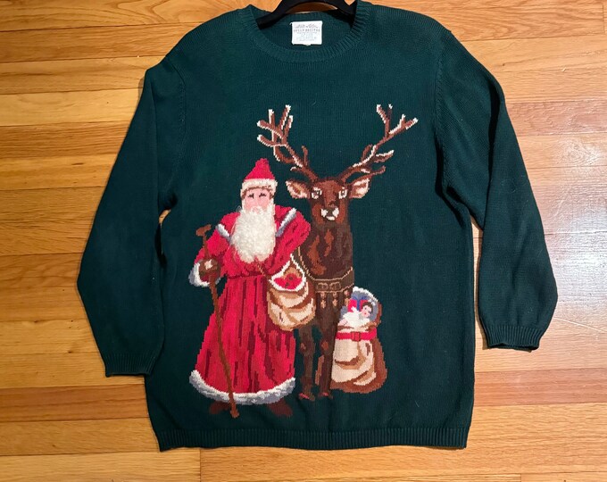 1993 Susan Bristol Hand Embroidered Ugly Christmas Sweater Old World