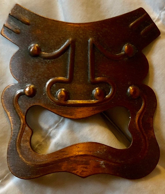 Signed Mid-Century Rebajes Tragedy Mask Brooch - image 7