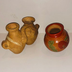 Miniatur-Töpfe aus rotem Ton Sgraffito Gefäß Nicaragua Maya präkolumbischen Stil Miniaturvasen-Wandtasche geätzte Pinch-Topf-Knospenvasen-Gefäße