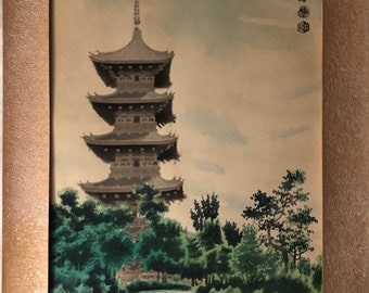 京都東寺の五重塔（琴塚英二作） 日本の仏教寺院木版画 内田木版画社