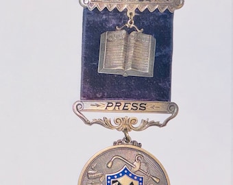 Victorian Press Badge Medallion AOUW Union Medal ch & p Holy Bible  Fraternal Ancient Order of United Workmen Workers W. THEGAN Phila 1800s