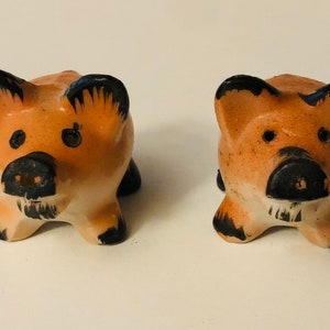 Adorable Vintage Mid Century Occupied Japan Pink Pig Salt and Pepper Shaker Set Miniature Pigs Figurines Long Snouts Japanese Porcelain