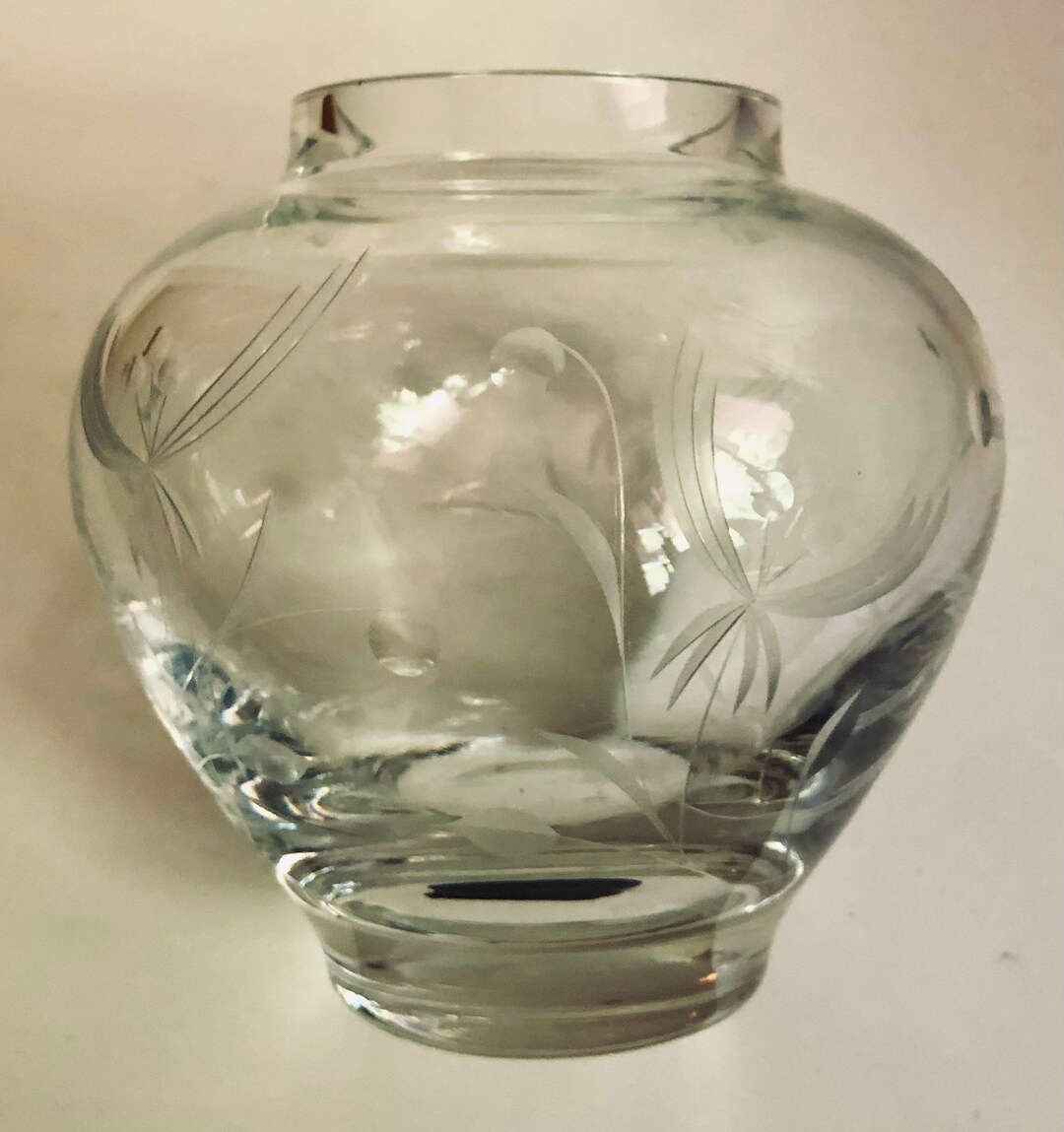 Vintage Lenox Crystal Chrysanthemum Vase MCM Bulbous Shaped Etsy