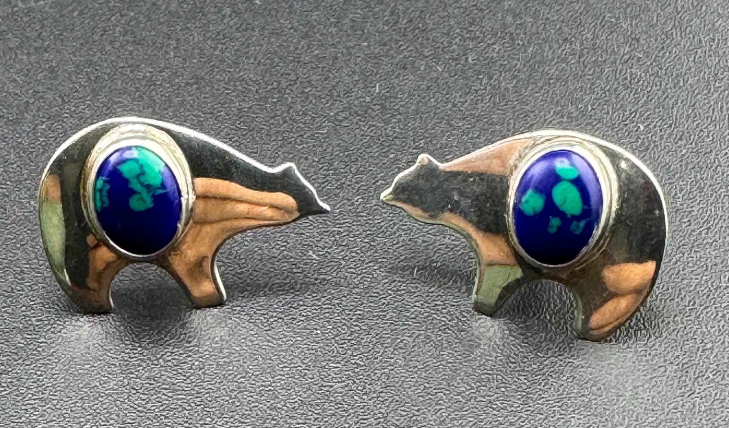 ピアス Numbering Mini Navajo Bear Stud Earrings #7264 5BSA103 Navajo Bear Sterling Silver Earrings - Etsy