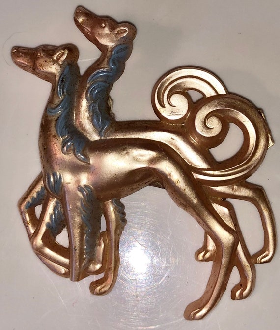 Antique Art Deco 1930s Celluloid Borzoi Brooch Wh… - image 6