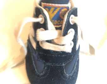Vintage Buster Brown Wildcats Blue Suede Baby Shoes Childs Toddler