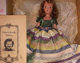 Vintage Nancy Ann October Maiden Storybook Doll of the Month In Orig Box DOM Storybook Sweet October Maiden Rather Shy 196 Multicolor Dress