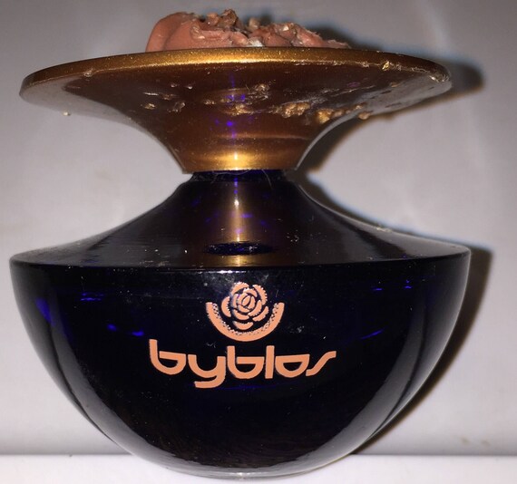 Cobalt Byblos Perfume Bottle w Perfume Vintage Commercial Perfume Bottle w