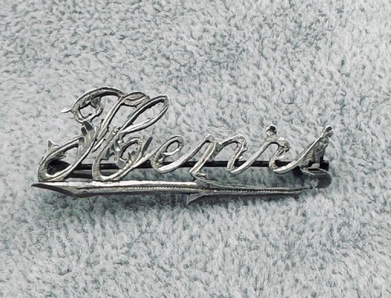 Antique Fancy Cursive Script Victorian Name Brooc… - image 3