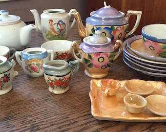 1950s Japanese Lustreware Child's Tea Sets Tea Party Lots of Odds & Ends from Several Sets Miniature Dishes Play Time Decor Dollhouse Dolls