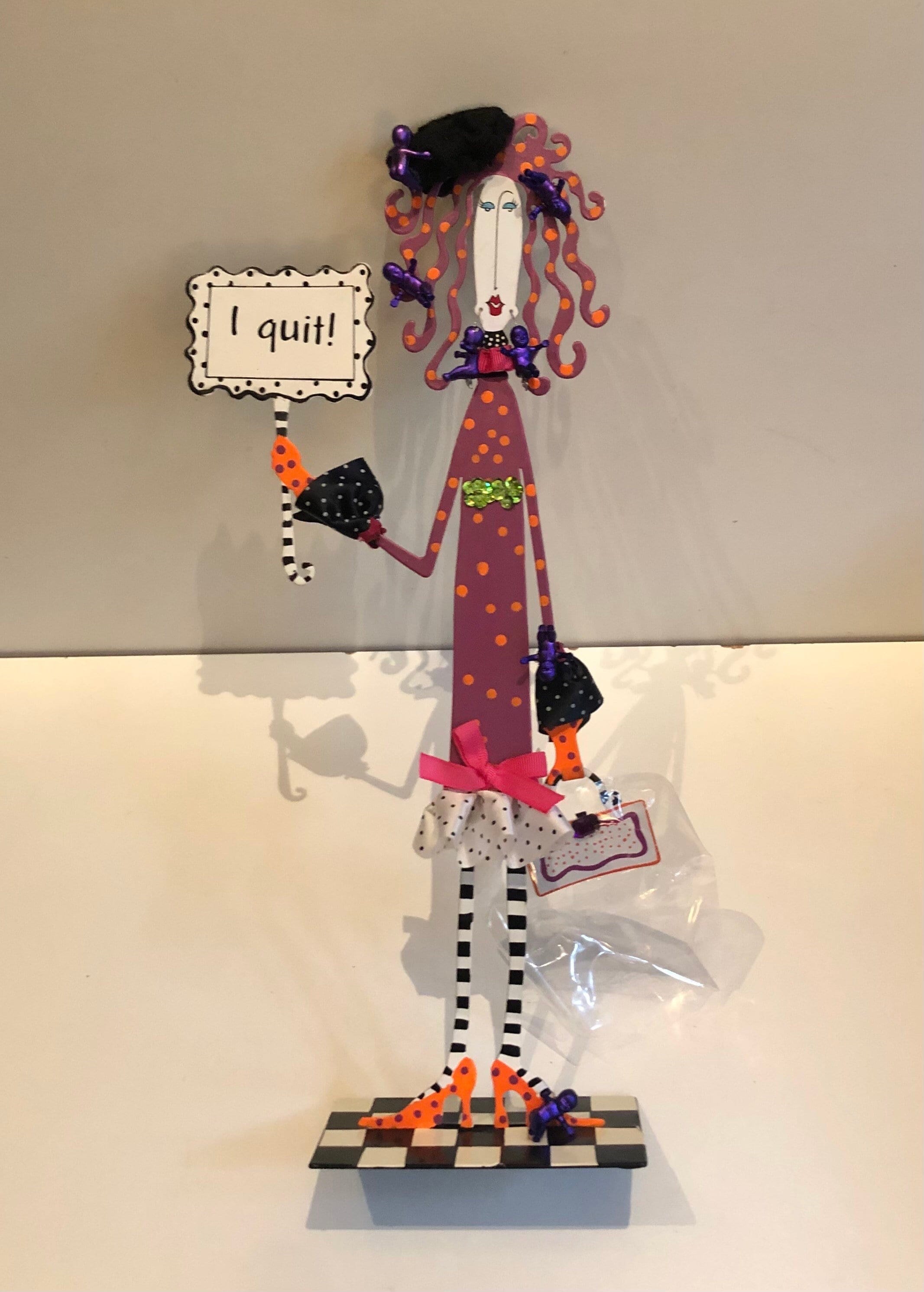 Vintage Dolly Mama's “I Quit” Polka Dot Wild Haired Lady Statue