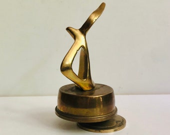 MCM Brass Seagull Statue Music Box for Restoration or Repair Upcycling Non-Working AS IS Solid Brass Miniature Modernist Bird