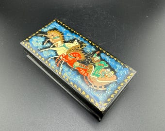 Russian Lacquer Miniature of Russia Russian Fairytale w Castle 