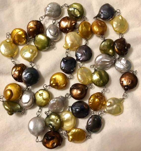 Opera Length Dyed Baroque Pearl Necklace Multicol… - image 3
