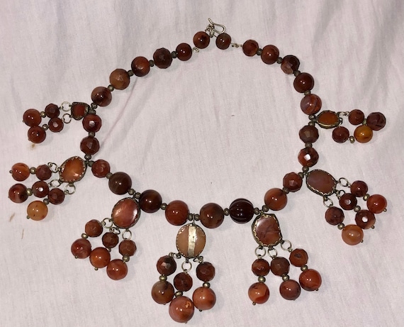 Massive Antique Tribal Bead Necklace Carnelian Be… - image 2