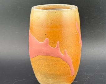 Sweet Little Studio Pottery Tumbler Vase Soda Fired Pink Pastel Ceramic by Christina Kosinski Atlanta Ga