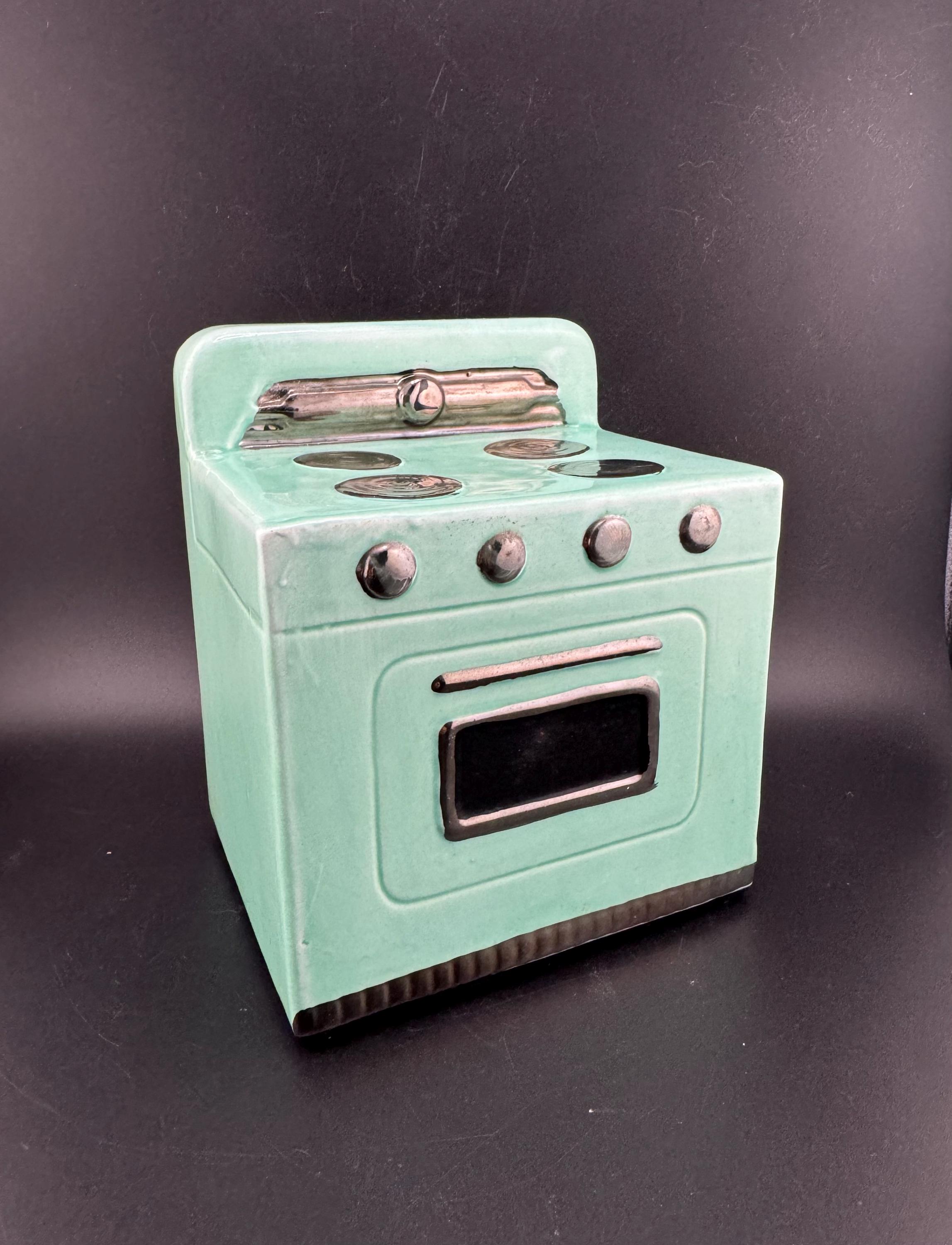 Vintage 1987 Leadworks Inc Miniature Green Ceramic Retro Kitchen