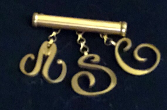 Vintage Monocraft Dangling Initials Monogram Broo… - image 6