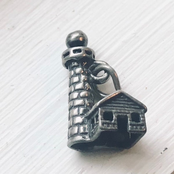 Fabulous Highly Detailed 3D Vintage Silver Lighthouse Charm Pendant New England Memento Souvenir Coastal Grandmother Nautical Keepsake 1960s