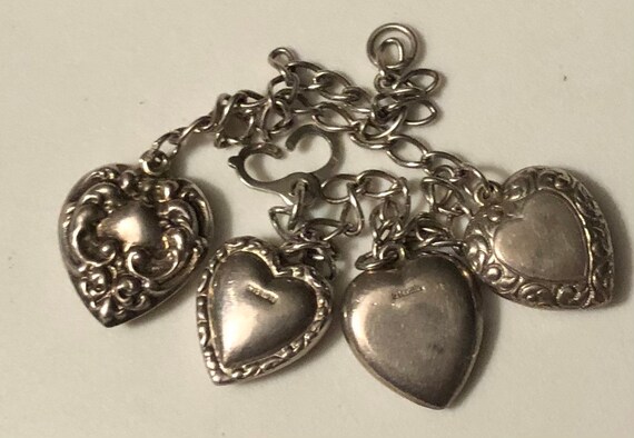 Victorian Heart Charm Bracelet Puffy Heart Collec… - image 2