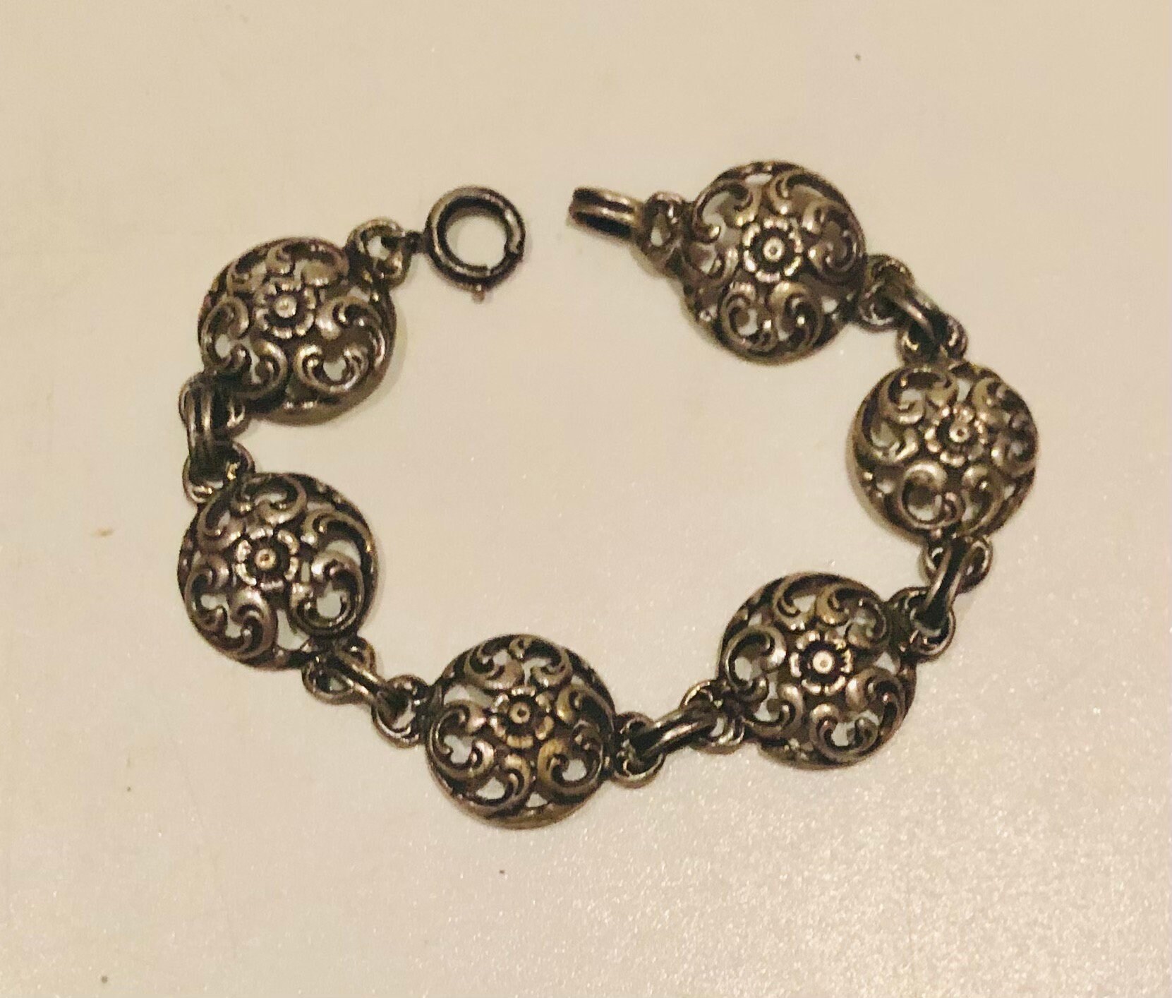 Vintage Swedish Silver Ornate Floral Openwork Filigree Bracelet Scandinavian Design Stamped 835 Made in Sweden over 1/2 oz