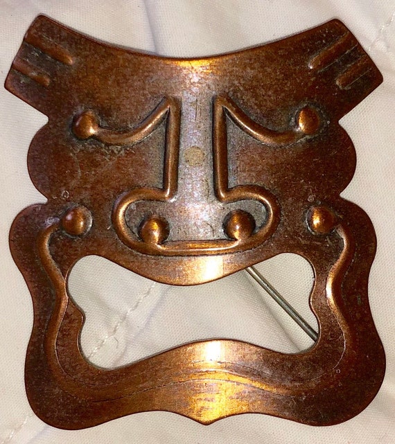 Signed Mid-Century Rebajes Tragedy Mask Brooch - image 2