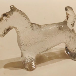 Vintage Swedish Crystal Scottish Terrier Sculpture Dog Paperweight Bertil Vallien for Kosta Boda Kennel Series Made in Sweden