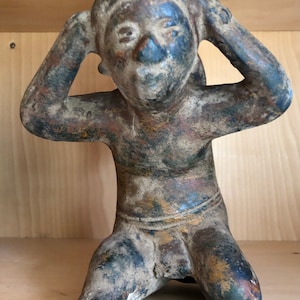 Precolumbian Mexican Water Bearer Ancient Terracotta Statue ca 1400 AD