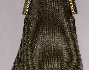 Antike Mesh Kathedrale Geldbörse Edwardian Art Deco Withing & Daisy Mesh Geldbörse ca 1910-20